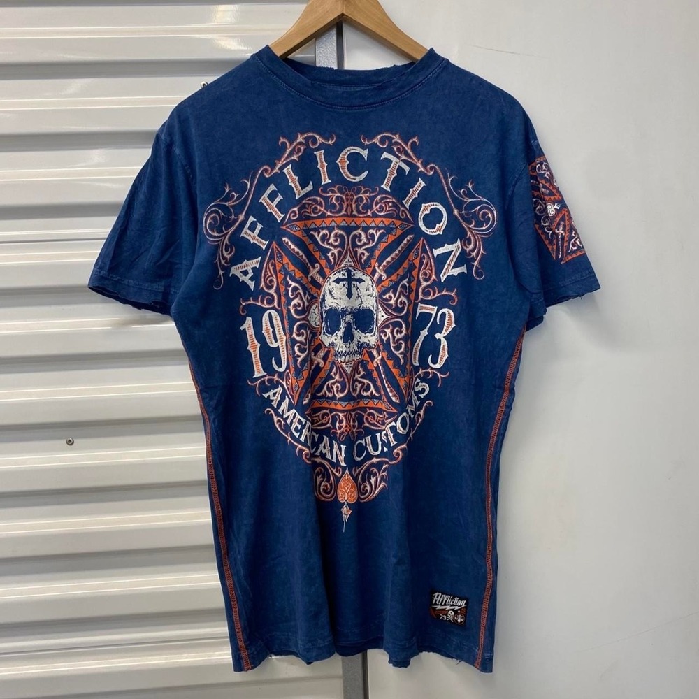 Y2K Affliction Skeleton Skull Skate 2000s Grunge T-Shirt Size Medium